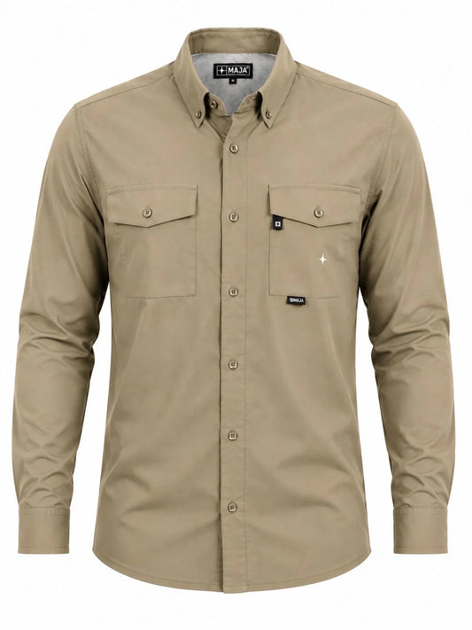 CAMISA MAJA BEIGE MAGA LARGA